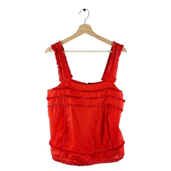 J.Crew Fringe Linen Square Neck Tank Top Size 10 - Picture 5 of 9